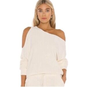 NWOT LANSTON One Shoulder Pullover in Winter Off-Shoulder Sweatshirt Medium